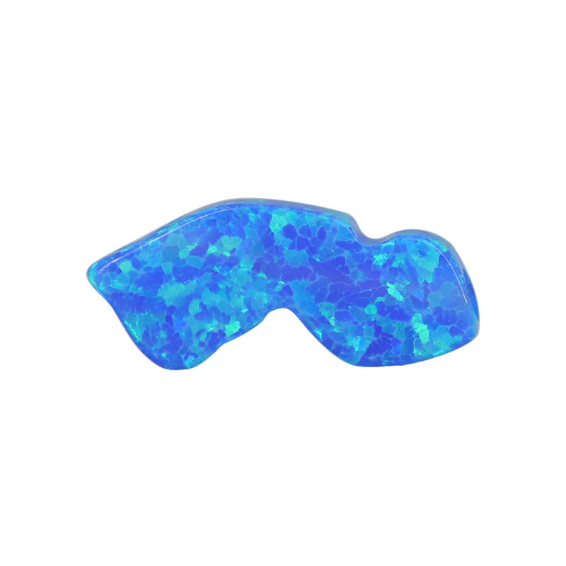 合成澳宝欧泊石OPAL 蓝色几何地图通孔平底戒面项链OP05