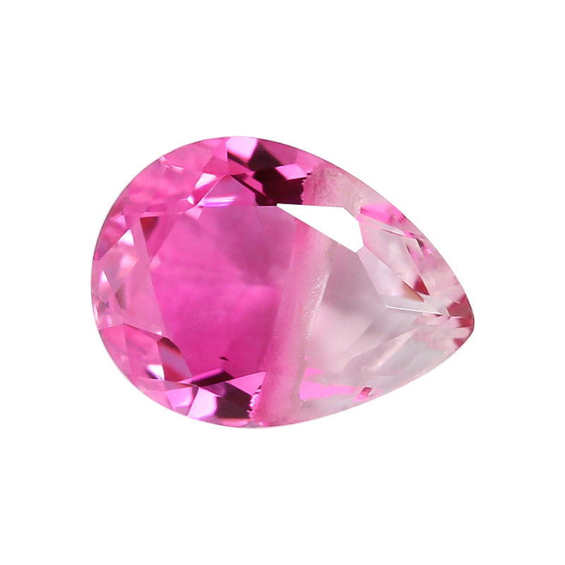 横穿孔梨形合成西瓜碧玺玻璃裸石 水滴形渐变色单孔BX08