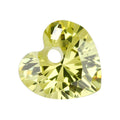中间单孔桃心形橄榄黄色锆石裸石 打孔人造CZ宝石心形
