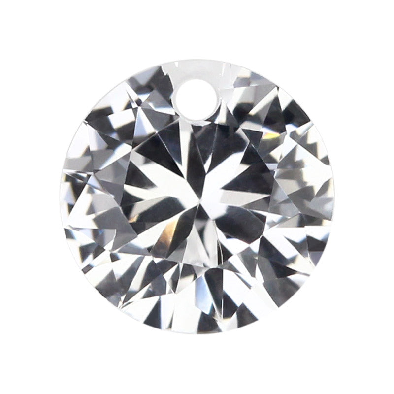 单孔圆形白刚玉12#裸石批发 无色透明合成白蓝宝人造钻