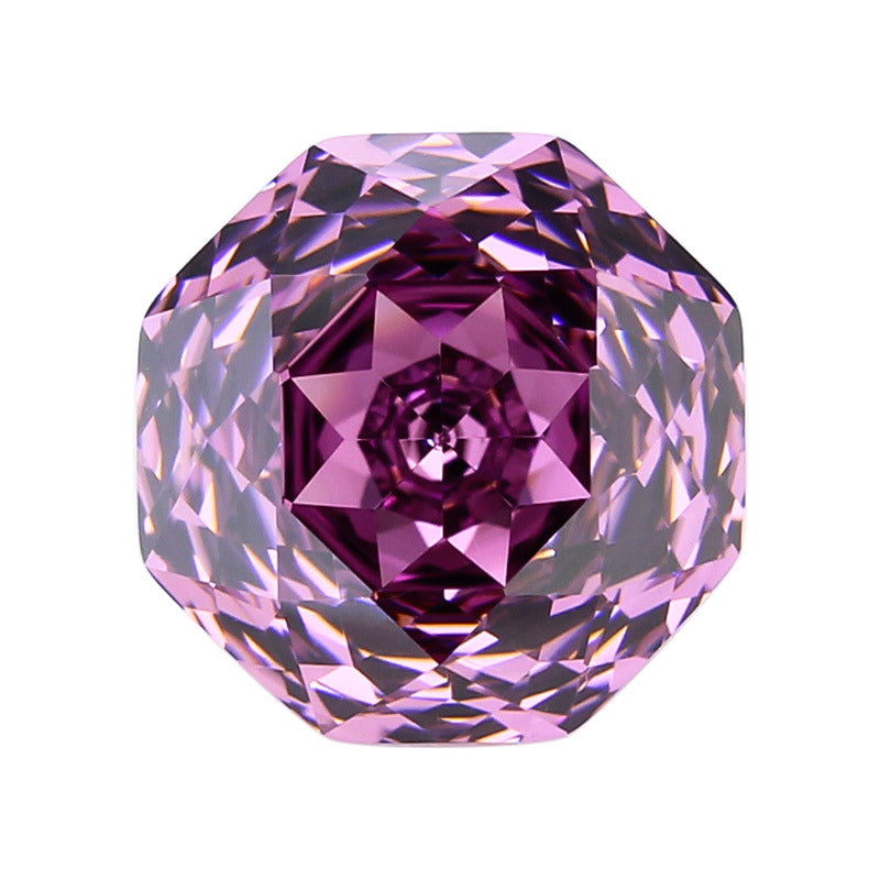 千禧玫瑰切粉紫色B高碳钻 指甲美甲直播裸石八边形锆石