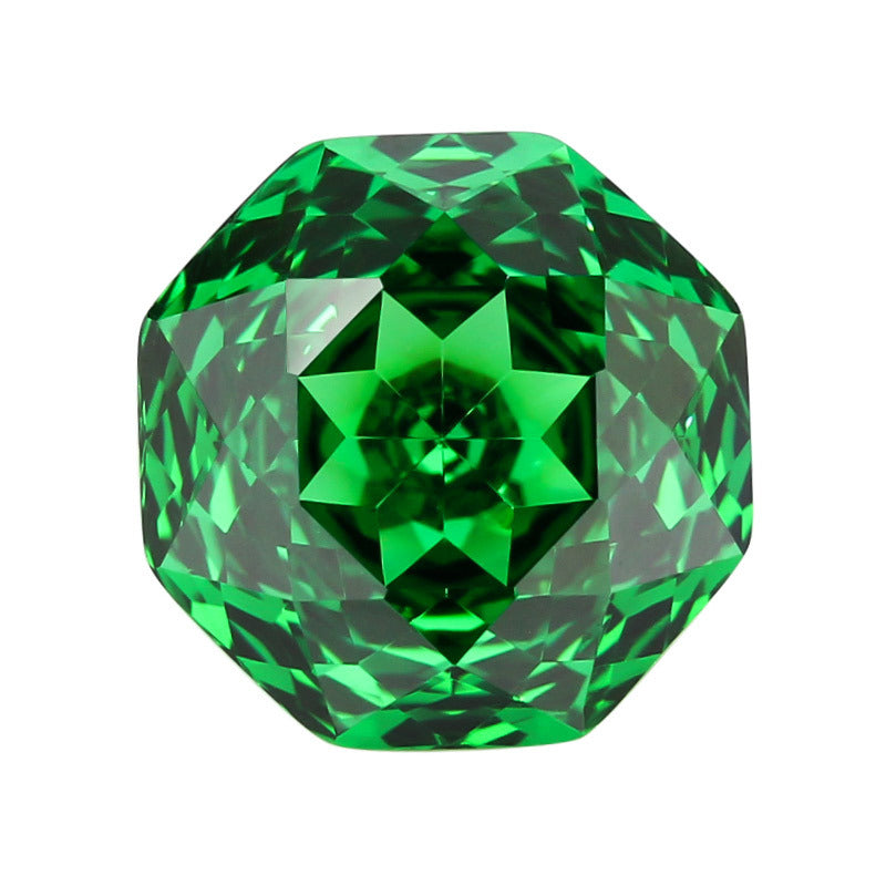 千禧玫瑰切翠绿B色高碳钻 绿色八边形锆石精品美甲钻