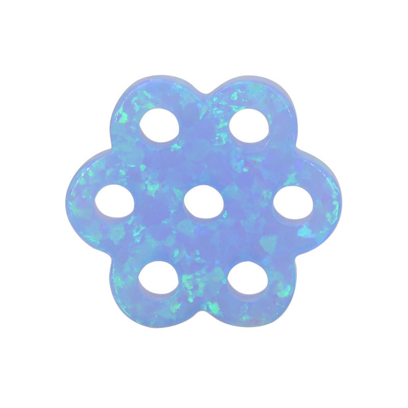 合成澳宝欧泊石OPAL六边花 素面平底裸石戒面项链OP06