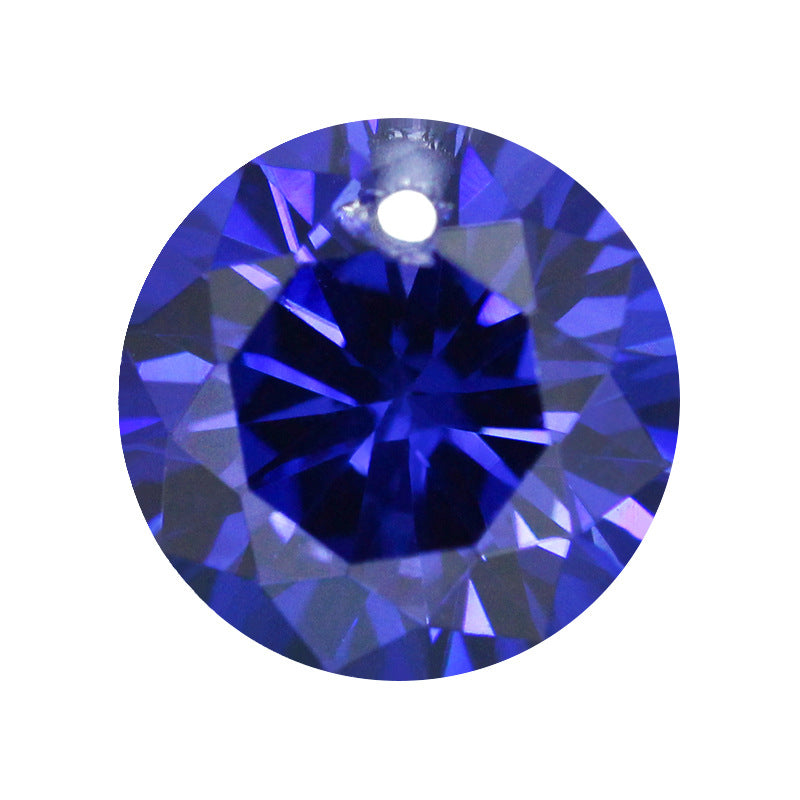 梧州锆石裸石批发 单孔圆形坦桑色人造cz皓石 打孔锆石