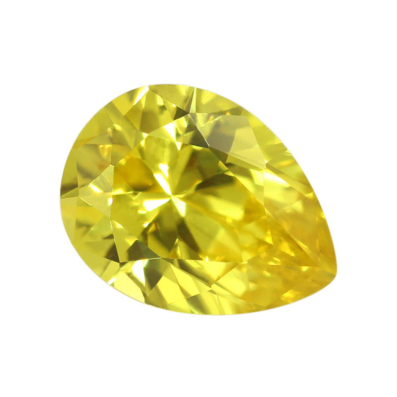 梨形20#黄刚玉裸石戒面 水滴形刚玉合成黄宝石镶嵌主石