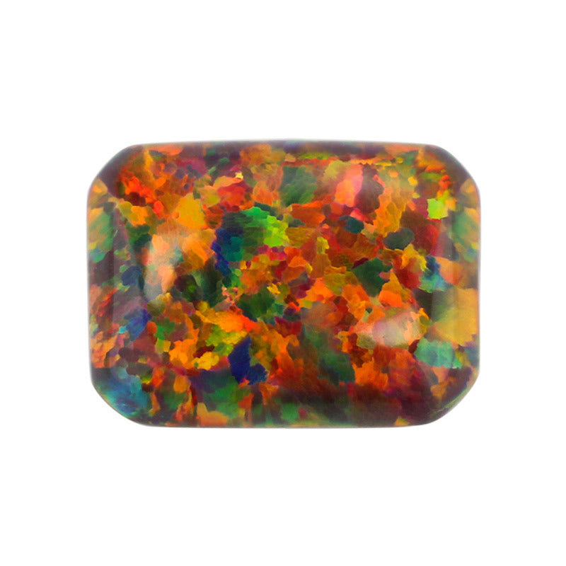 长方倒角平底素面人造欧泊石 合成澳宝裸石戒面主石OP15