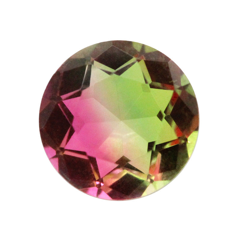 圆形西瓜碧玺玻璃裸石 合成宝石拼色戒指饰品主石BX04