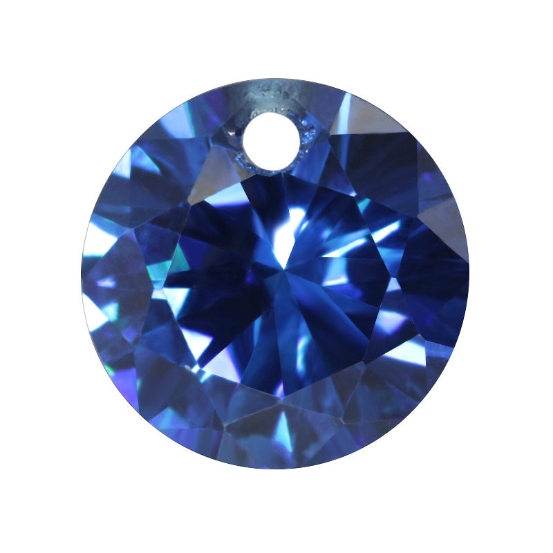 梧州锆石裸石批发 单孔圆形蓝锆人造cz皓石兰锆打孔锆石