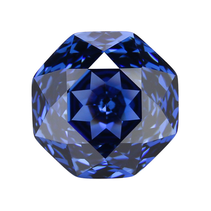 千禧玫瑰切蓝色高碳钻 宝蓝色美甲钻八边形裸石主石轻奢