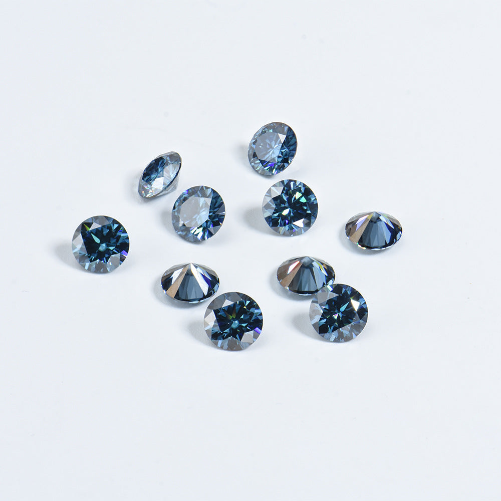 梧州厂家培育宝石彩色莫桑石宝蓝色裸石现货批发人造配石圆形