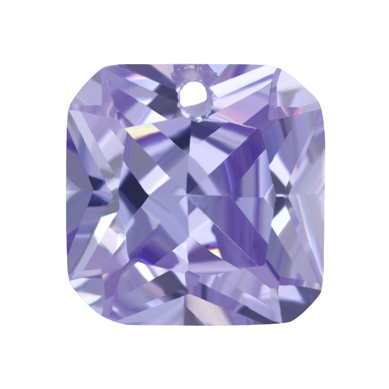 单孔正方倒角变蓝色锆石裸石 边线中间孔变兰耳钉耳坠石