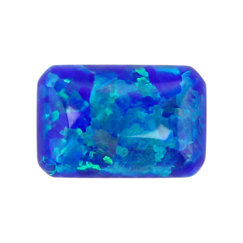 长方倒角平底素面人造欧泊石 蓝色合成澳宝宝石裸石OP27