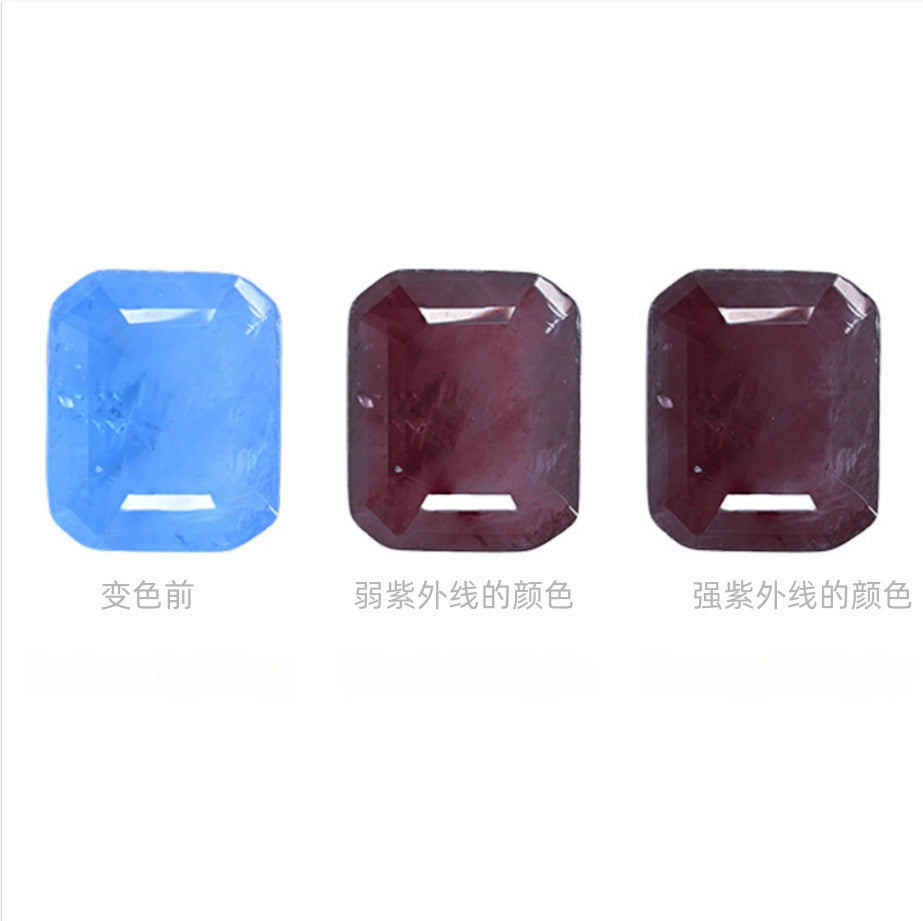 蓝色变咖色 合成裸石 遇太阳即变色彩宝 零售批发