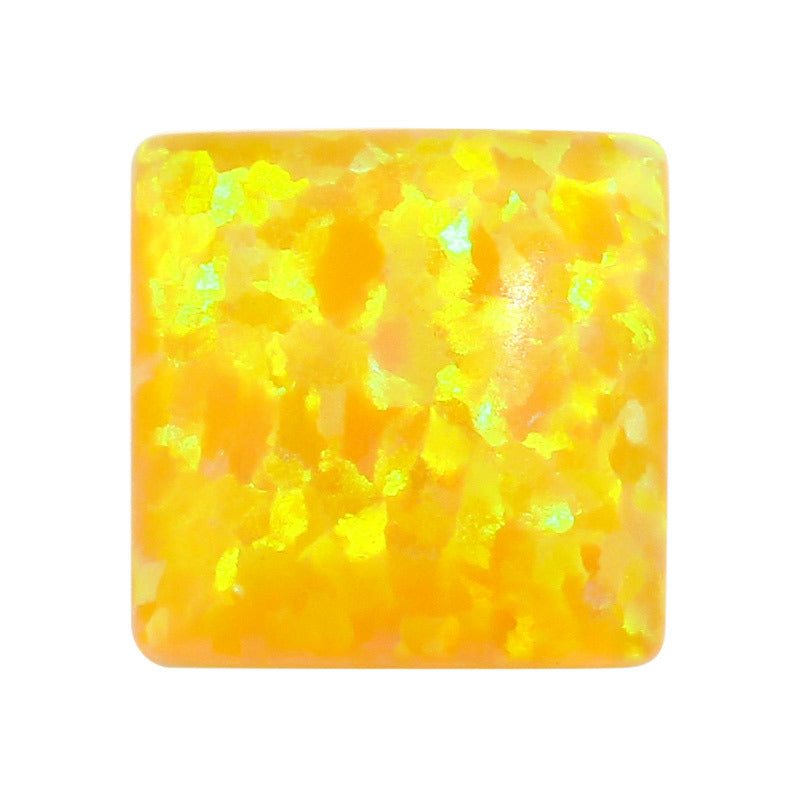正方直角平底人造合成OPAL仿欧泊石 艳黄色澳宝欧珀OP28
