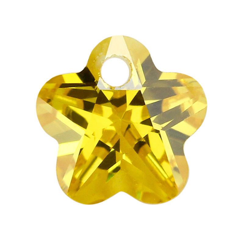 单孔五角梅花形金黄色锆石裸石 CZ仿钻饰品批发人造皓石