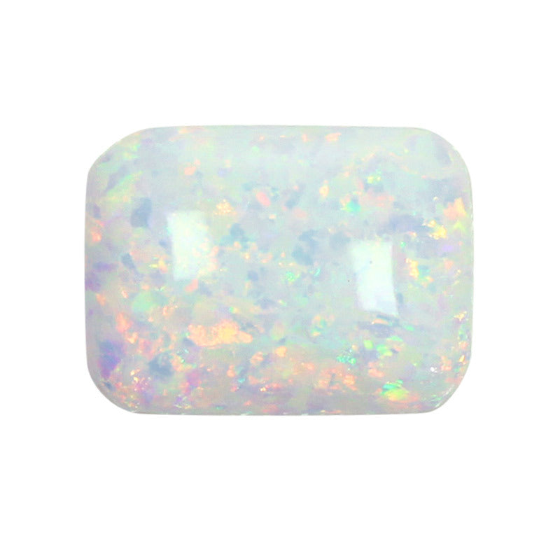 长方倒角平底素面人造欧泊石 白色合成澳宝OPAL裸石OP17