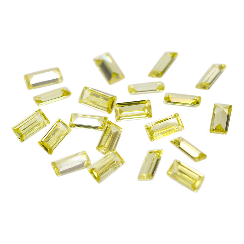 长方形直角车平橄榄黄色锆石裸石 人工合成CZ宝石镶珠宝