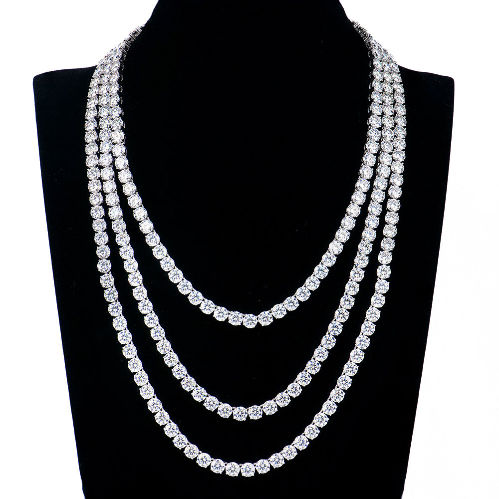 新款6mm莫桑石网球项链女款网球链简约高级感首饰项饰品女