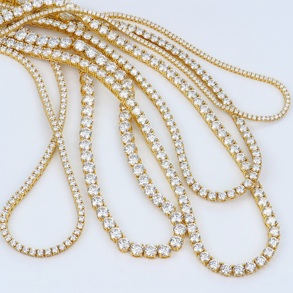 银网球项链女款莫桑石网球链简约高级感首饰项饰品女