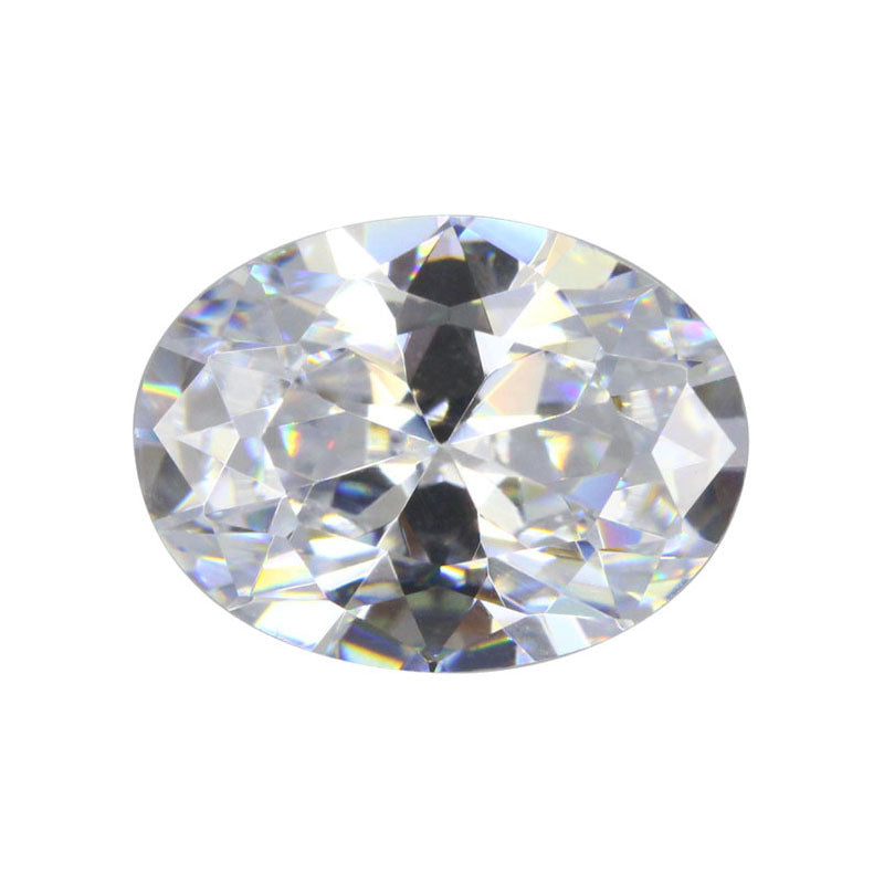 5A蛋形白色锆石裸石戒面 旦形椭圆形人造CZ尖底宝石皓石