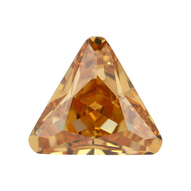 深香槟色三角形倒角锆石裸石 倒三角深香槟锆人造CZ戒面