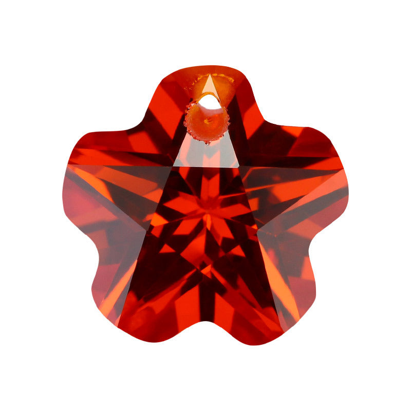 单孔五角梅花形橘红色锆石裸石 人造桔红皓石CZ仿钻批发