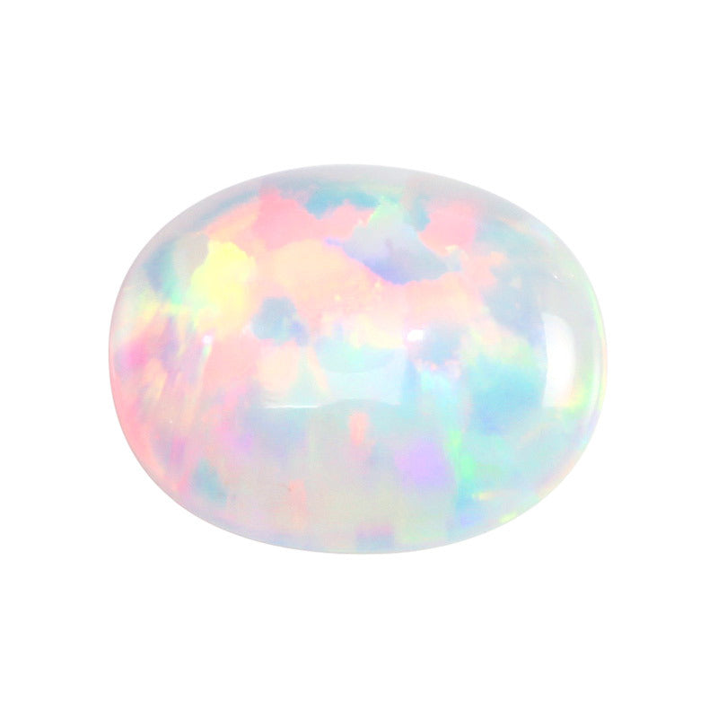 OPAL蛋形合成欧泊石裸石 人造澳宝椭圆形素面平底#17B1