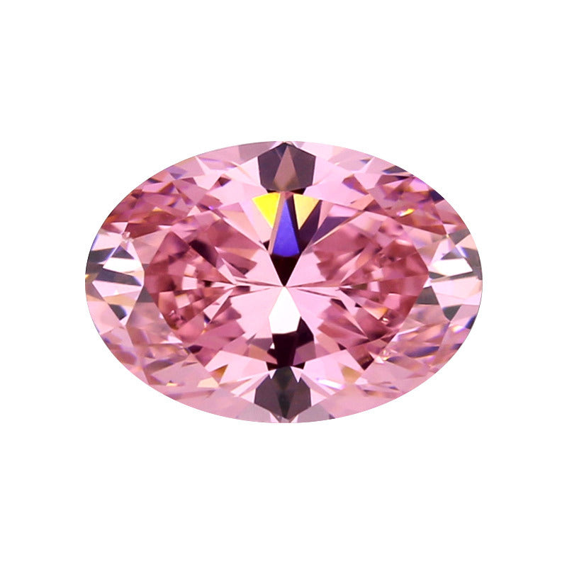 9A蛋形粉红色锆石裸石 椭圆形人造cz宝石高品质首饰主石