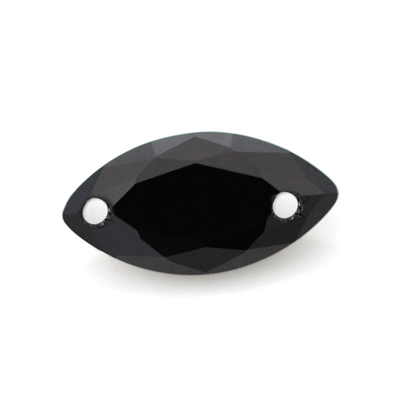 双孔马眼黑色锆石戒面裸石 树叶形人造打洞主石宝石带孔 暂无评分