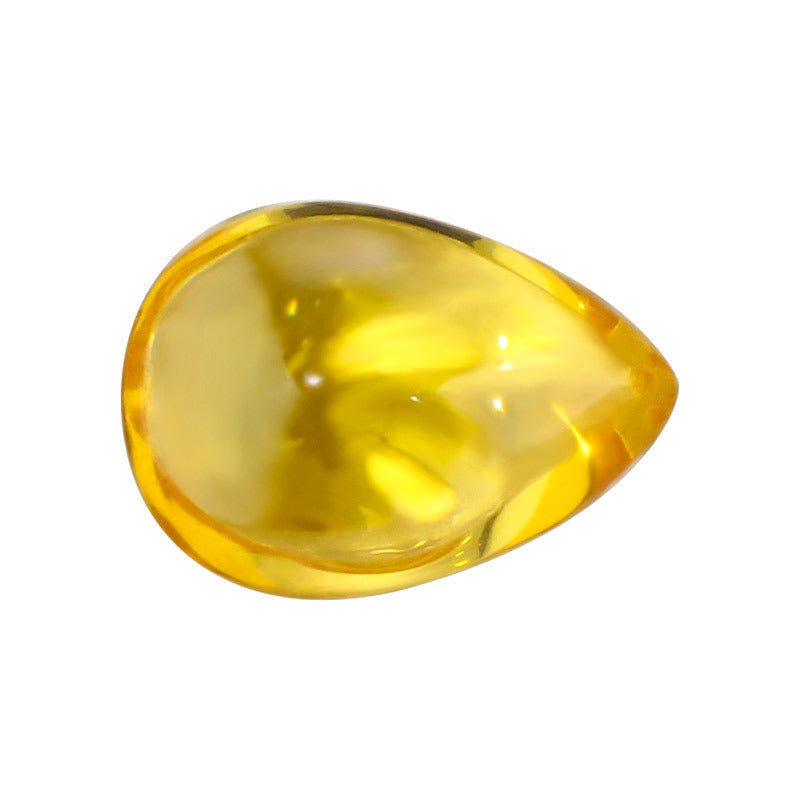 梨形平底素面金黄色锆石裸石 合成宝石仿钻光面裸钻水滴