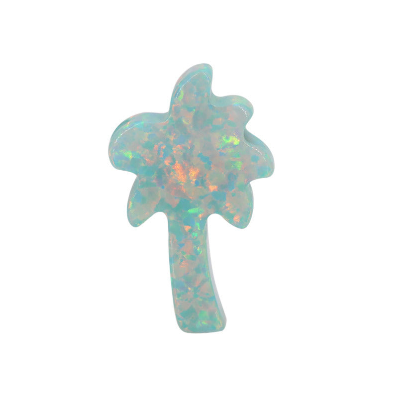 合成澳宝欧泊石OPAL 椰树平底挂件镶嵌裸石戒面项链OP03