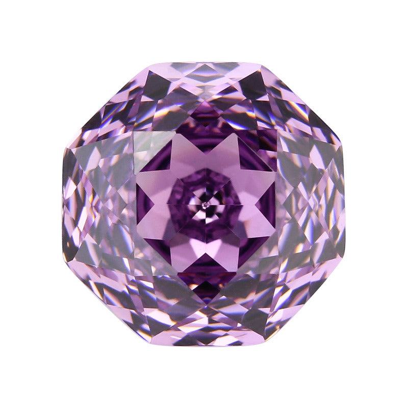 千禧玫瑰切粉紫色A高碳钻 直播八边形锆石裸石DIY主石