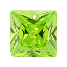 单孔正方形直角苹果绿色锆石 公主方人造皓石裸石宝石批