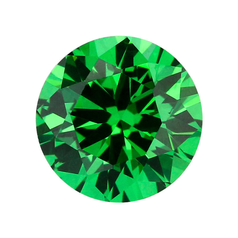 圆形浅绿锆尖底浅绿色锆石裸石 人造祖母绿皓石宝石戒面