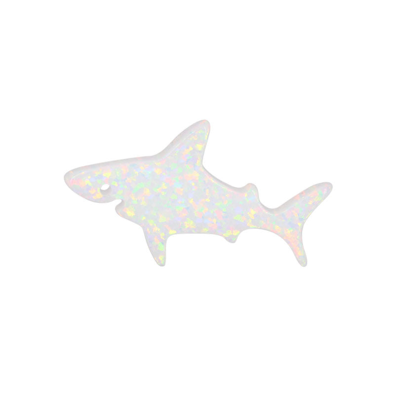 合成澳宝欧泊石OPAL 鲨鱼单孔耳钉白色吊坠素面项链OP17