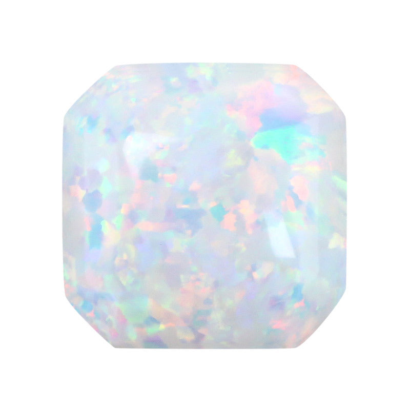 正方倒角平底人造合成OPAL仿欧泊石 澳宝欧珀OP17白色