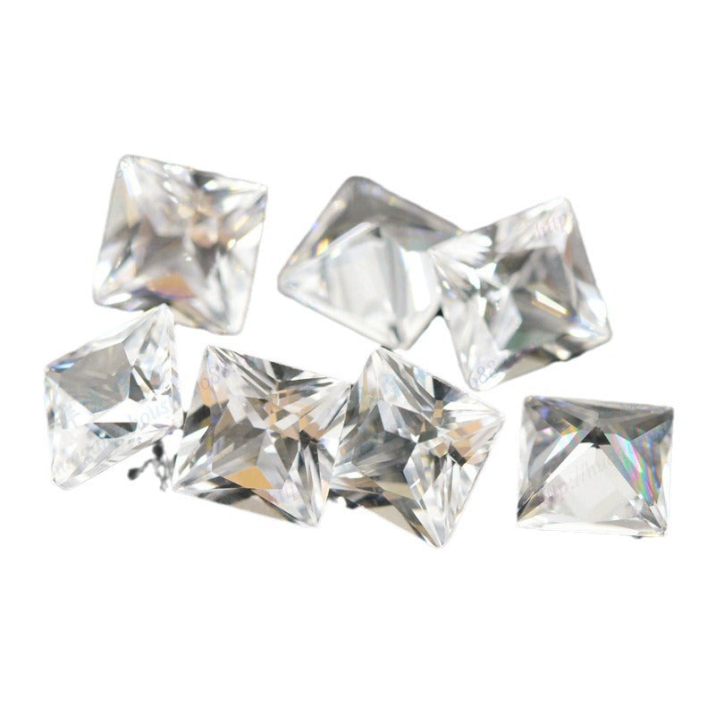 正方形直角白刚玉裸石 公主方合成白蓝宝透明人造钻12#
