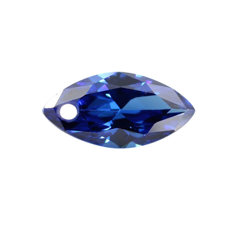 单孔马眼兰锆裸石批发 树叶形宝蓝锆 人造蓝宝石首饰