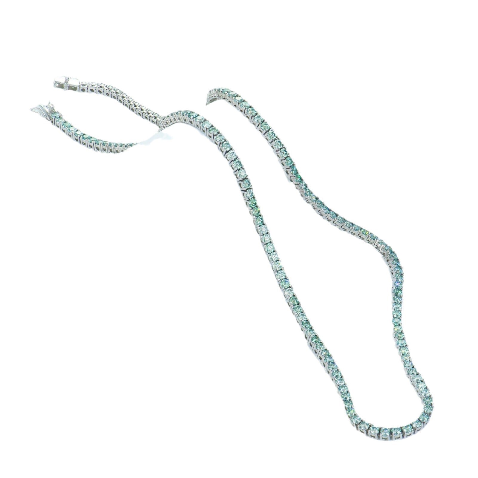 6mm跨境饰品亚马逊蓝绿色网球项链男女嘻哈潮流百搭