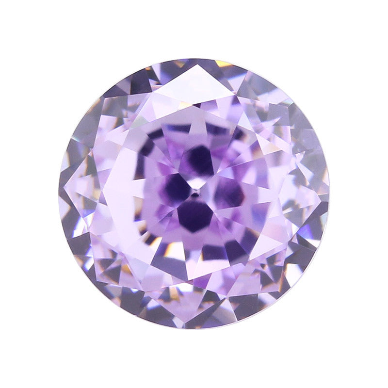 9A圆形冰花切高碳钻 紫色锆石裸石戒面主石人造宝石批发