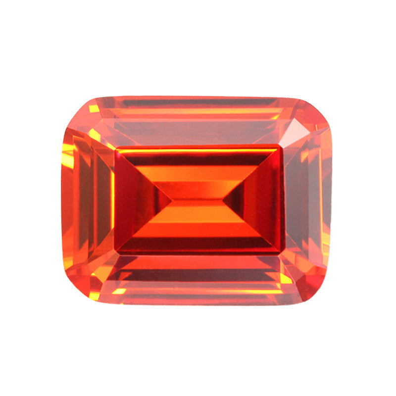 长方形倒角车平桔红色锆石裸石 橘红祖母绿切割戒面批发