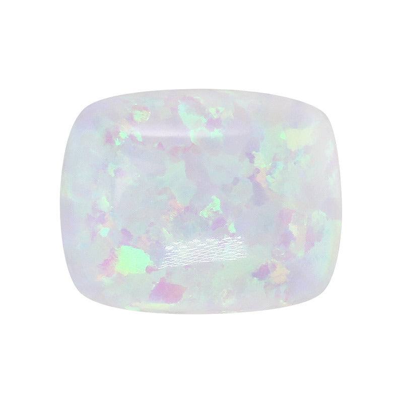 肥长方平底素面人造欧泊石 白色合成澳宝OPAL裸石OP16