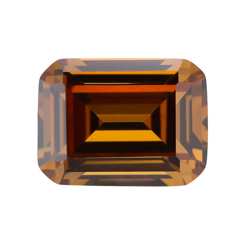 长方形倒角车平咖啡色锆石裸石 祖母绿切割合成戒面饰品