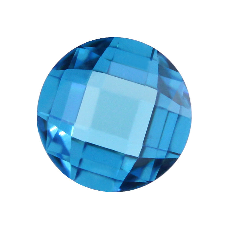 圆形海蓝色双龟面锆石裸石 格子面海兰立方氧化锆批发CZ