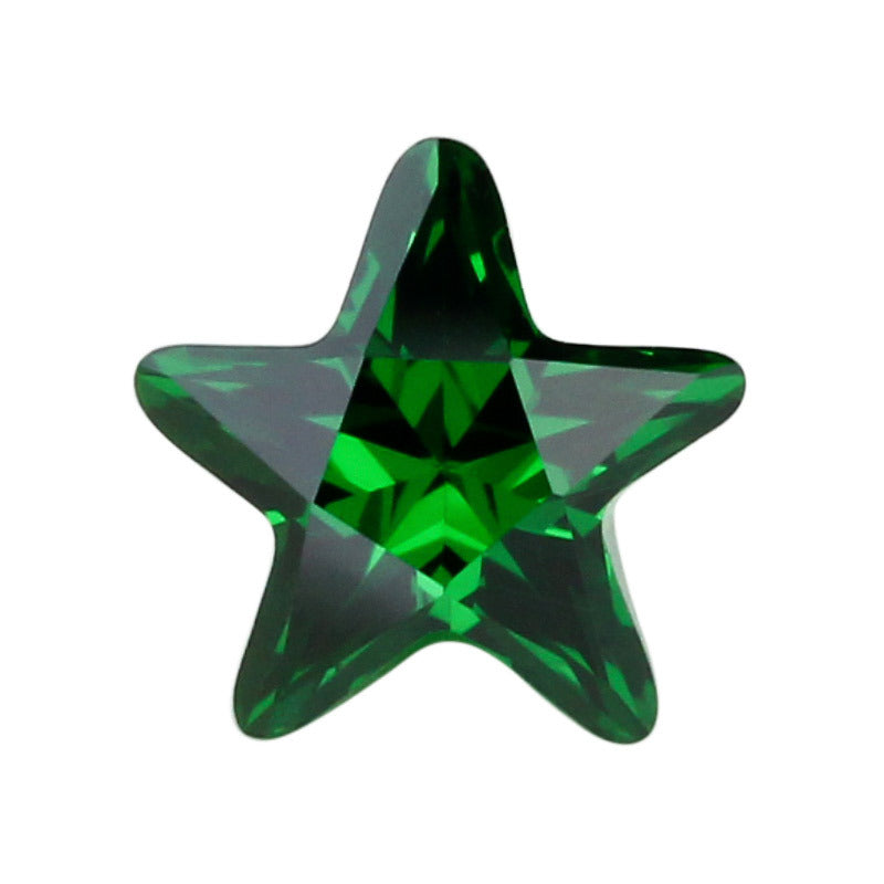 五角星形绿锆裸石 绿色CZ锆石 梧州人造祖母绿皓石 AAA