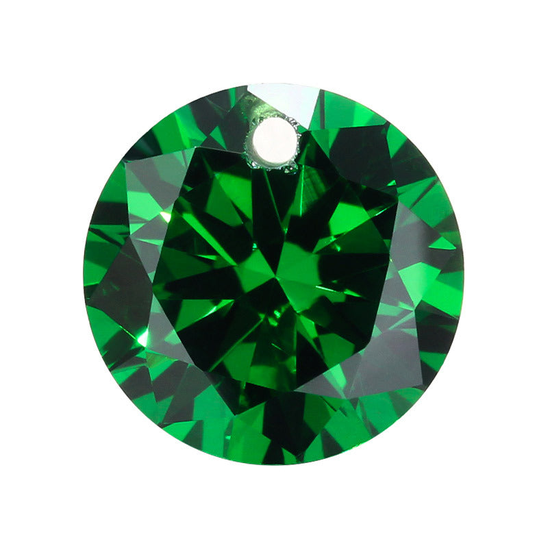 梧州锆石裸石批发 圆形祖母绿cz皓石 打孔锆石 单孔绿锆