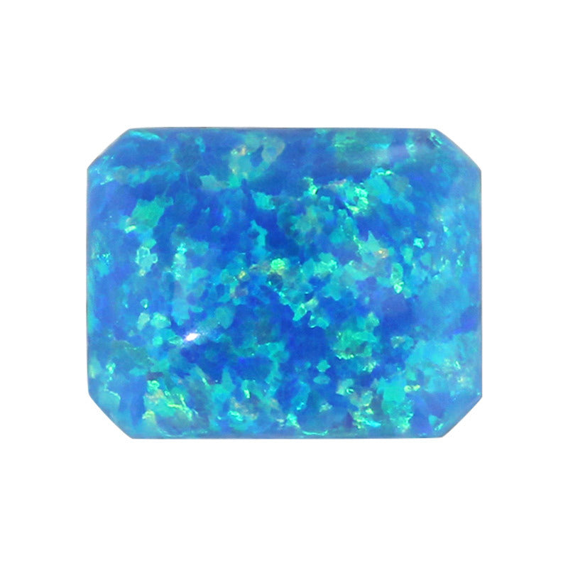 长方倒角平底素面蓝色合成澳宝OPAL裸石 人造欧泊石#T-1