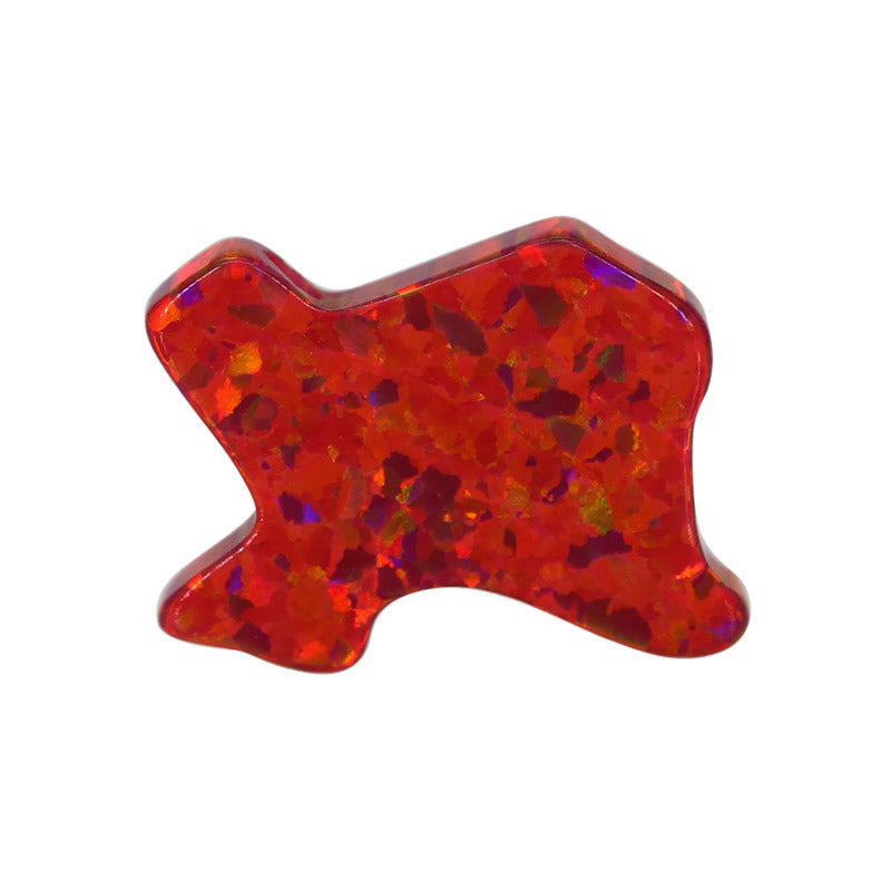 合成澳宝欧泊石OPAL 几何形素面镶嵌裸石红色项链#R1