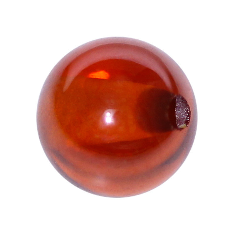 全孔圆形桔红色锆石珠子裸石 通孔CZ光珠打孔串手链橘红