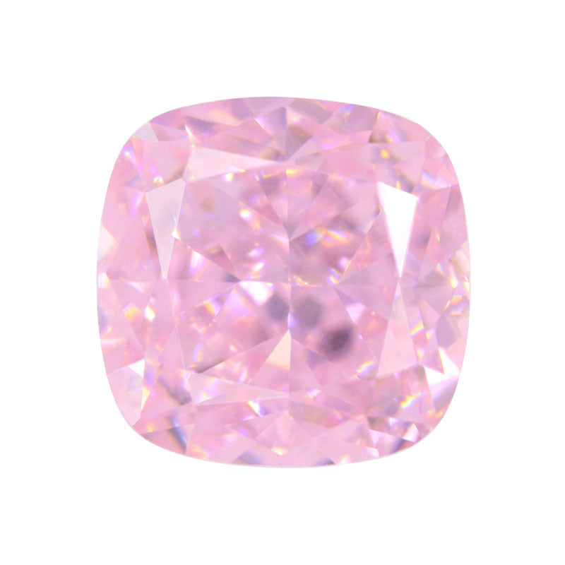 9A浅粉色冰花切肥正方裸石锆石 高碳裸石戒指戒面宝石钻